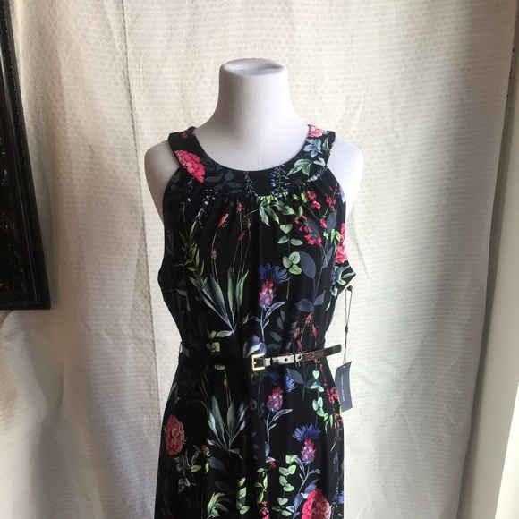 Nwt Tommy Hilfiger Black Floral Dress 